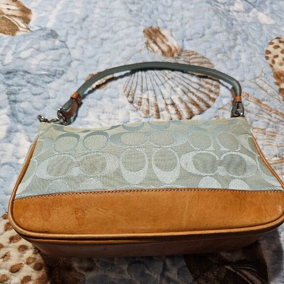 RARE 2004 Vintage Y2K Coach Demi Shoulder Bag in Gray Blue Signature Jacquard - Picture 5 of 8